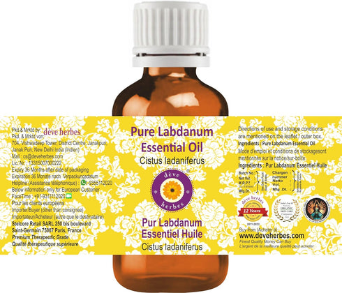 Deve Herbes Pure Labdanum Essential Oil (Cistus ladaniferus) Natural Therapeutic Grade Steam Distilled 30ml (1 oz)...