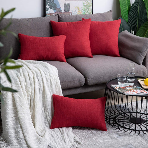 Anickal Valentines Pillow Covers 18x18 inch for Valentines Day Decor Set of 2 Red Rustic Linen Holiday Decorative Square Throw Pillow Covers for F...