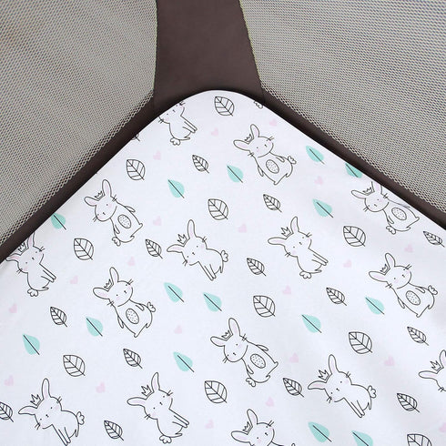 Pack and Play Sheets Fitted Mini Crib, Breathable Microfiber Stretchy Playard Sheets Fit for Graco Pack and Play, Lovely Bunny Mini Crib Fitted Sh...