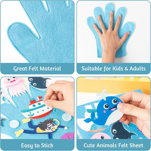 WATINC Felt Story Finger Puppets - 2Pcs DTY Storytelling Hand Puppet Felt Art Craft Education Gift, Making Storytime Glove Puppet Early Learning R...