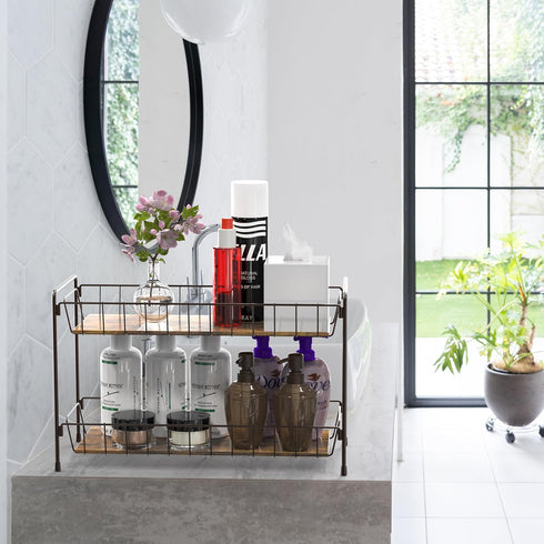 Simple Houseware Countertop Spice Rack 2-Tier Kitchen Spice Organizer Storage Shelves, Bronze...