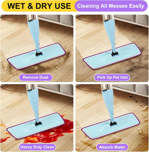 5 Pack Microfiber Spray Mop Replacement Heads for Wet/Dry Mops Reusable Replacement Refills Fits for Bona Hardwood Floor Replacement Cleaning Head...