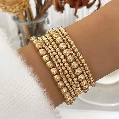Gold Beaded Bracelets for Women 14K Gold Plated Stackable Bracelet Gold Bracelet Stack Delicate Stackable Gold Bracelets for Women...