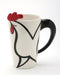20764 Fine Porcelain White and Black Rooster with Red Crown Mug and Spoon, 5 1/8"H...