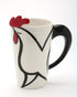20764 Fine Porcelain White and Black Rooster with Red Crown Mug and Spoon, 5 1/8"H...