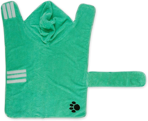 Bone Dry Pet Robe Collection Embroidered Absorbent Microfiber Bath Robe with Adjustable Closure, for Dogs & Cats, Large, Aqua...
