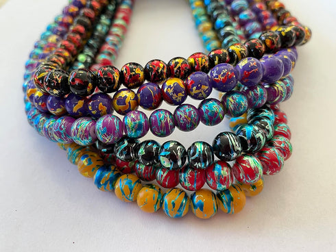 Linpeng 8mm Glass Beads Round Bulk for Bracelet, DIY Jewelry Supplies, Gift for Beader, 300 Beads Multi-Colors, Small...