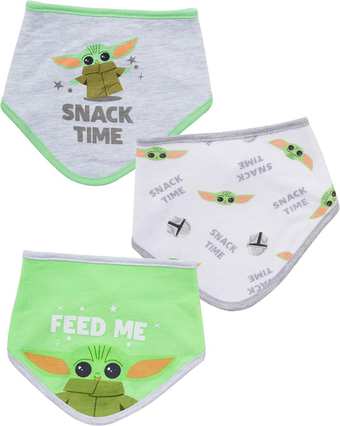 STAR WARS Baby Boys Baby Yoda Bandana Bibs 3 Pack Set for Feeding, Teething, and Drooling (Green/White/Grey, 0-12 Months)...