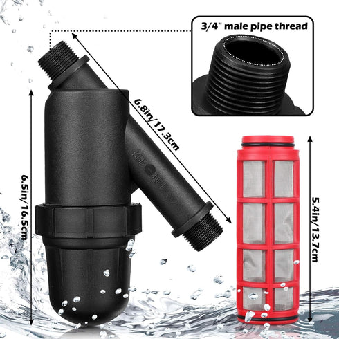 1 Pcs Drip Irrigation Inline Y Filter with Mesh Screen, 3/4" x 3/4" Male Thread Connections Hydroponics Y Filter for Garden Greenhouse Agricultura...