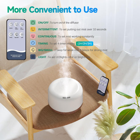 Diffuser, YIKUBEE Essential Oil Diffuser, 500ml Humidifier, Diffusers for Home, Aromatherapy Diffuser with Remote Control, Diffusers for Essential...