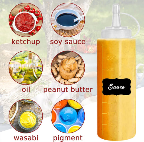 Squeeze Bottle Condiment Squeeze Bottles Plastic ketchup Squeeze Squirt bottle For Sauce, BBQ, Dressing, Paint, Workshop, Pancake Art Dispenser 8 ...