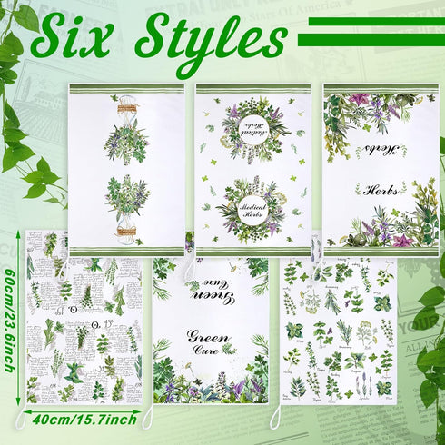 6 Pcs Herbs Kitchen Towels Medical Herbs Dish Towels Farmhouse Fresh Hand Towels Mom Gifts for Herbs Lovers Bathroom Decor Kitchen Gifts Summer...