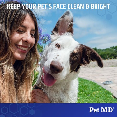Pet MD Dog Tear Stain Remover Wipes - Cat and Dog Eye Wipes for Discharge and Crust - Pet Eye Wipes for Dogs - 60 ct...