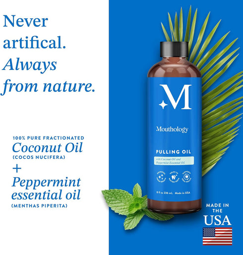 Coconut Oil Pulling for Teeth and Gums (Made in USA), Whitening Pulling Oil Coconut Mint Mouthwash for Fresh Breath Ayurvedic Oil Pulling Mouth Gu...
