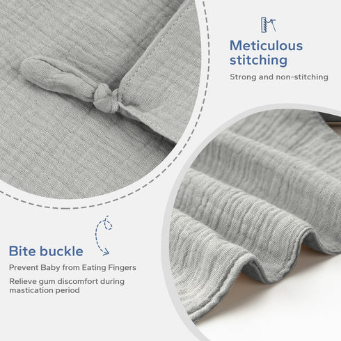 ZIGJOY Bunny Lovey Muslin Cotton Baby Security Blanket Soft Breathable Lovies for Babies Gifts for Newborn Infant Toddler Boys and Girls, Grey & B...