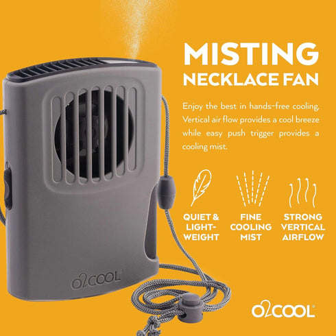 O2COOL Multi-Pack Misting Neck Personal Travel Battery Powered Deluxe Cooling Fan, 2pk (Gray)...
