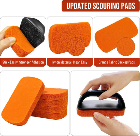 6-Piece Griddle Cleaning Kit for Blackstone, Flat Top Grill Cleaning Kit Non-Scratch Scouring Pads for Kitchen - 5 Scrubber Pads and 1 Handle...