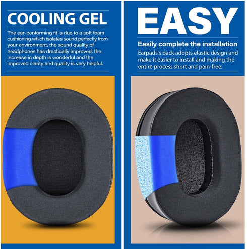 Arctis Pro Thicker Cooling Gel Earpads Compatible with Arctis Pro, Arctis 7/5/3/1, Arctis 9X, Arctis 7X, Arctis 7P, RIG 800 Series, ATH M50X, M40X...