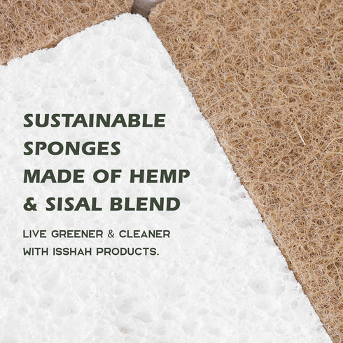 Plant-Based Kitchen Sponges - FSC Certified and PETA Approved, Natural, Eco-Friendly, Biodegradable Sisal Hemp Sponges for Dishes, Cleaning Sponge...