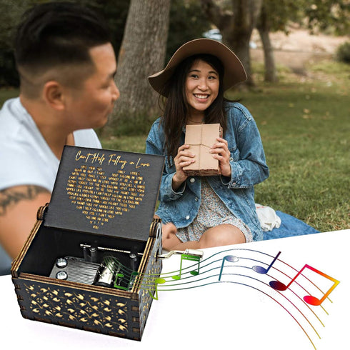 Can't Help Falling in Love Wood Music Box, Antique Engraved Musical Boxes Case for Love One Wooden Music Box - Gifts for Lover, Boyfriend, Girlfri...