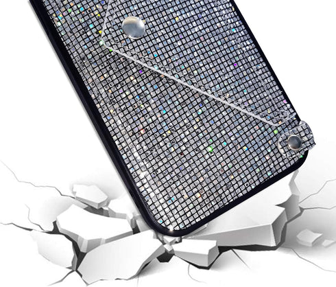 Omorro Glitter Diamond Sequins Wallet Case with Shiny Crossbody Chain for iPhone 12 Pro Max Black...