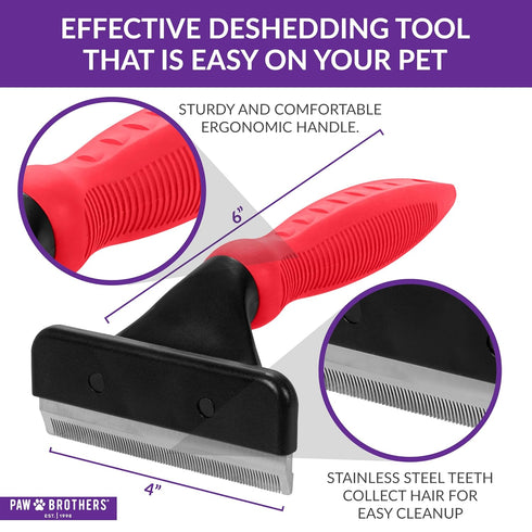 Paw Brothers Deshedding Tool, Deshedding Brush for Dogs and Cats, Professional Dog Grooming Brush for Shedding, Pet Hair Remover, Fur Removal Brus...