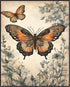 Posterizer 1 pcs- Two orange butterflies with blue wild flowers-Art for Animal Lovers-Floral Botanical Art- Gift for Men Women Teens-Decor for Ho...