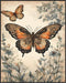 Posterizer 1 pcs- Two orange butterflies with blue wild flowers-Art for Animal Lovers-Floral Botanical Art- Gift for Men Women Teens-Decor for Ho...