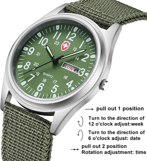 Gosasa Unisex Military Watches Sport Textile Nylon Strap Stylish Men Watch Luminous Fashion Watches Analog Display Quartz Waterproof Casual Wristw...