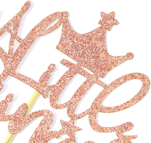 A Little Princess Cake Topper, Happy Birthday Cake Decor for Girls, Baby Shower/Gender Reveal Party Decoration Supplies, Rose Gold Glitter...