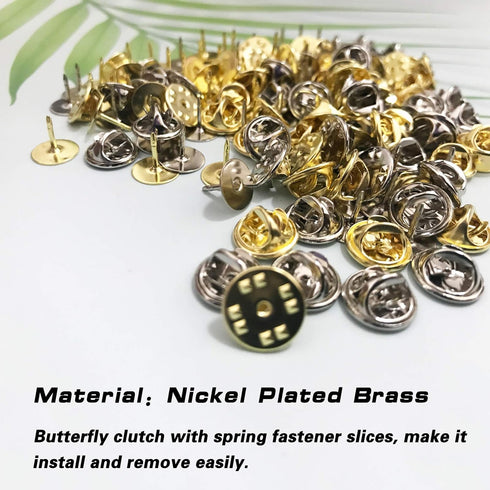 80 Pairs Pin Backs with Blank Pins 9mm Long, Pin Backings Butterfly Clutch Tie Tacks Replacement for Label Pin, Jewelry Making DIY Craft - (Silver...