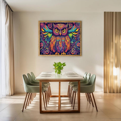 Posterizer 1 pcs- psychedelic funky hippie colorful owl print 3-Abstract & Modern Art-Fantasy & Fiction Art- Living Room Bedroom Decor- unframed w...