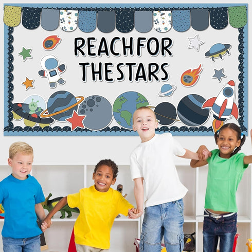 Outer Space Bulletin Board Decoration Set Galaxy Theme Bulletin Board Borders Outer Space Astronaut Paper Cutouts Space Planet Bulletin Boarder fo...