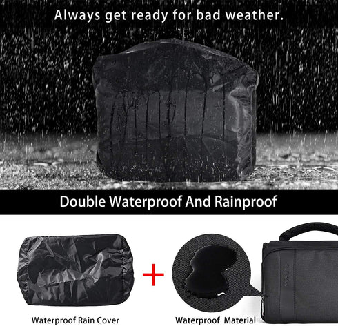FOSOTO Waterproof (with Rain Cover) Shoulder Camera Case Bag Compatible for Nikon D5600 D750 D3300 Canon Rebel SL2 T7i EOS 80D 60D Sony A77II a68 ...