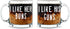 AW Fashions I Like His Guns, I Like Her Buns Couples Mug - Funny Couple Mug - (2) 13OZ Glass Coffee Mug - Funny Mug Set - Mugs For boyfriend and G...