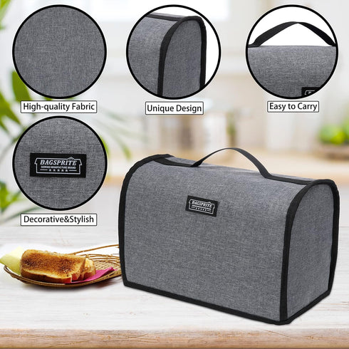 Toaster Cover 2 Slice Wide Slot, Toaster Oven Cover Compatible with Cuisinart, Small Bread Cover, 2 Slice Toaster Covers with Zipper Pockets Buffa...