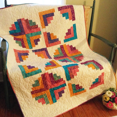 Hopscotch Curvy Log Cabin Quilt Pattern, by Cut Loose Press and Natural Comforts Quilting...