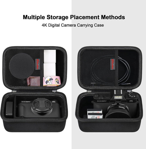 4K Digital Camera Carrying Case for Femivo/VETEK/IWEUKJLO/VJIANGER/WIKICO/Saneen/OIEXI 4K 48MP Vlogging Camera, Travel Compact Camera Storage Cove...