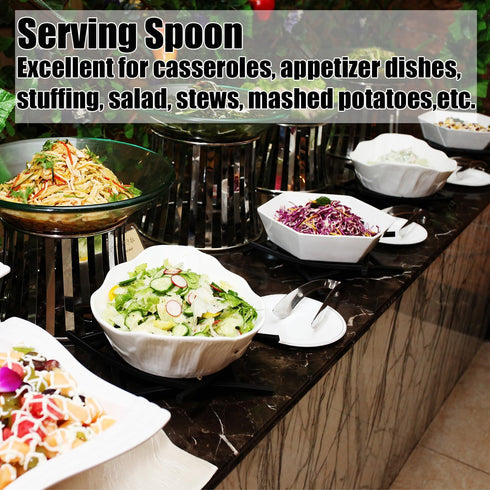 X-Large Buffet Serving Spoons,Heavy Duty Square head Spoons,9.5X2.8 inches 316L Stainless Steel Serving Spoons Pack of 2,Silver...