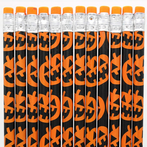 GiftExpress 48-Pack Halloween Pumpkin Pencils with Eraser, Halloween Treats for Kids, Classroom Prize, School Stationery, Halloween Décor, Jack O ...
