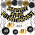 Black & Gold Glittery Happy 40th Birthday Banner,Poms,Sparkling 40 Hanging Swirls Kit for 40th Birthday Party 40th Anniversary Decorations...