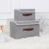 Collapsible Storage Bins with Lids & PU Leather Handles - PP Plastic Board Washable Linen Fabric Storage Box, Foldable Storage Cube for Home Bedro...