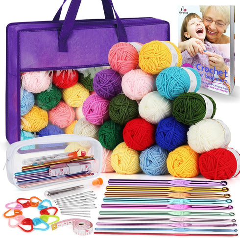 Aeelike Crochet Yarn for Crocheting, 1093 Yards Acrylic Yarn for Knitting,Full Crochet Kits for Beginners and Professionals, Aluminum Crochet Hook...
