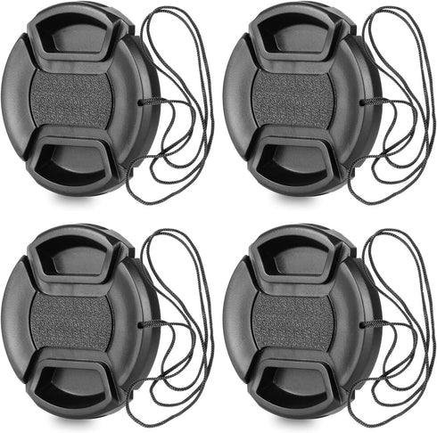 ChromLives 58mm Lens Cap with Lens Cap Leash Hole Bundle Compatible with Nikon Canon DSLR Cameras (58mm)- 4 Pack...
