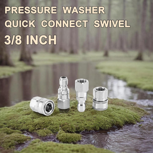 3/8” Quick Connect Fittings, Pressure Washer Swivel Fitting, Power Washer Swivel Connector, 3/8” NPT Female Quick Connect Kit, Stainless Steel...