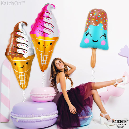 KatchOn, Giant Ice Cream Balloons - 39 Inch, Pack of 3 | Ice Cream Party Decorations | Popsicle Balloons for Summer Party decorations | Popsicle P...