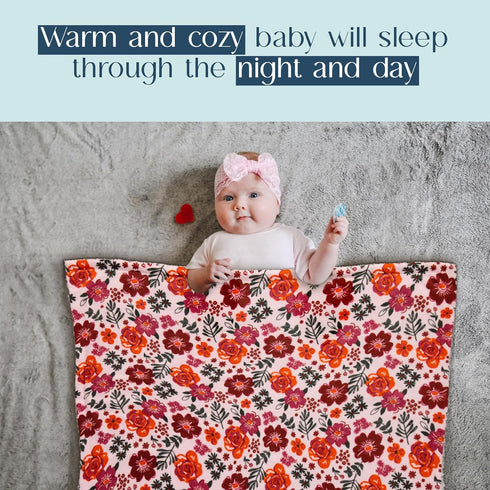 Baby Gear Soft Baby Blanket for Girl Newborn Plush Blanket for Baby 30x30 Flower Print Baby Throw Blanket...