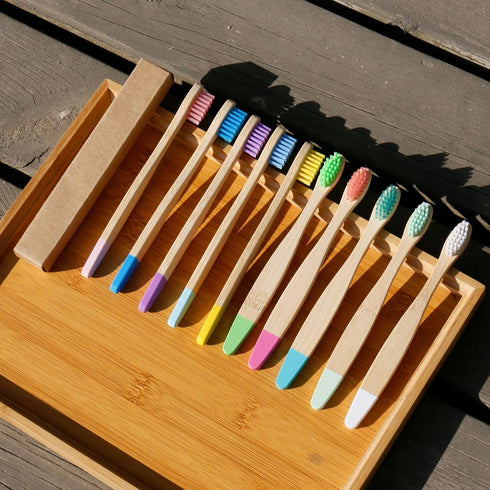OUTIN Kids Bamboo Toothbrushes 20 Pcs Soft Bristles, Children Wood Toothbrush Colorful Eco Friendly Biodegradable Wooden Handle Tooth Brush, Multi...