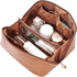 Travel Makeup Bag Large Capacity Cosmetic Bags Waterproof Toiletry Bag for Women Lay Flat PU Leather Makeup Bag with Divider and Handle Makeup Org...