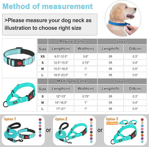 Reflective Dog Collar with Safety Locking Buckle, Adjustable Padded Nylon Pet Collars for Small Dogs...